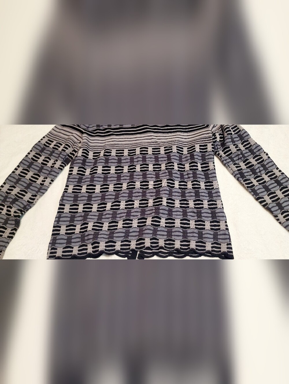 PENDLETON Rayon/Nylon Button Down Sweater Womens Size Med Black & Grey - Picture 10 of 10
